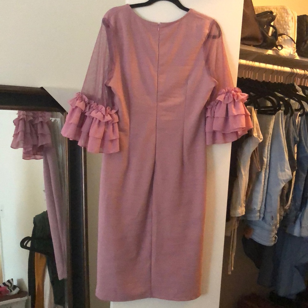 Pink Dress With Ruffle Sleeves - Picture 2 of 6
